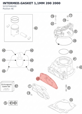 Diagram preview: INTERMED.GASKET 1,1MM 200 2000 (52337046100)