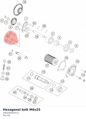 Diagram preview: Hexagonal bolt M6x25 (J900000602511)