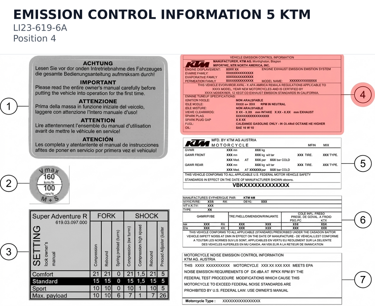 Diagram preview: EMISSION CONTROL INFORMATION 5 KTM (LI23-619-6A)
