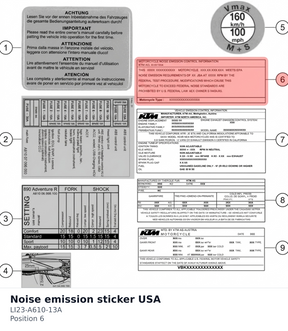 Diagram preview: Noise emission sticker USA (LI23-A610-13A)