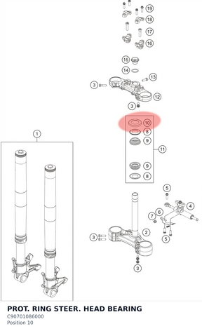 Diagram preview: PROT. RING STEER. HEAD BEARING (C90701086000)