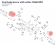 Diagram preview: Oval head screw with collar M8x20 ISK (A65303008012)