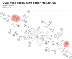 Diagram preview: Oval head screw with collar M8x20 ISK (A65303008012)