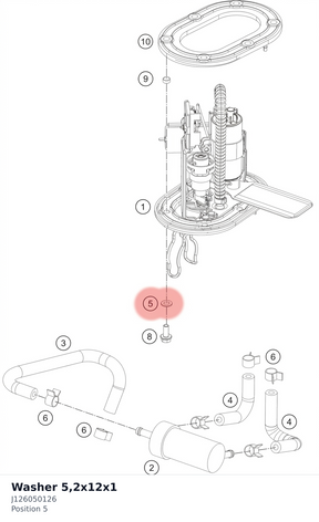 Diagram preview: Washer 5,2x12x1 (J126050126)