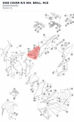 Diagram preview: SIDE COVER R/S WH. BRILL. RC8 (6900804400028A)