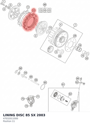 Diagram preview: LINING DISC 85 SX         2003 (47032011000)