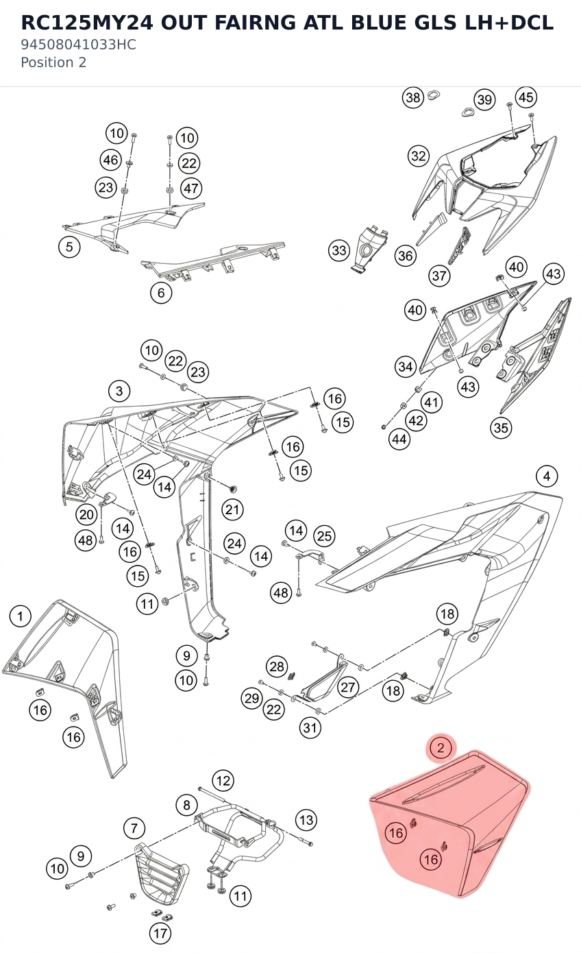 Diagram preview: RC125MY24 OUT FAIRNG ATL BLUE GLS LH+DCL (94508041033HC)