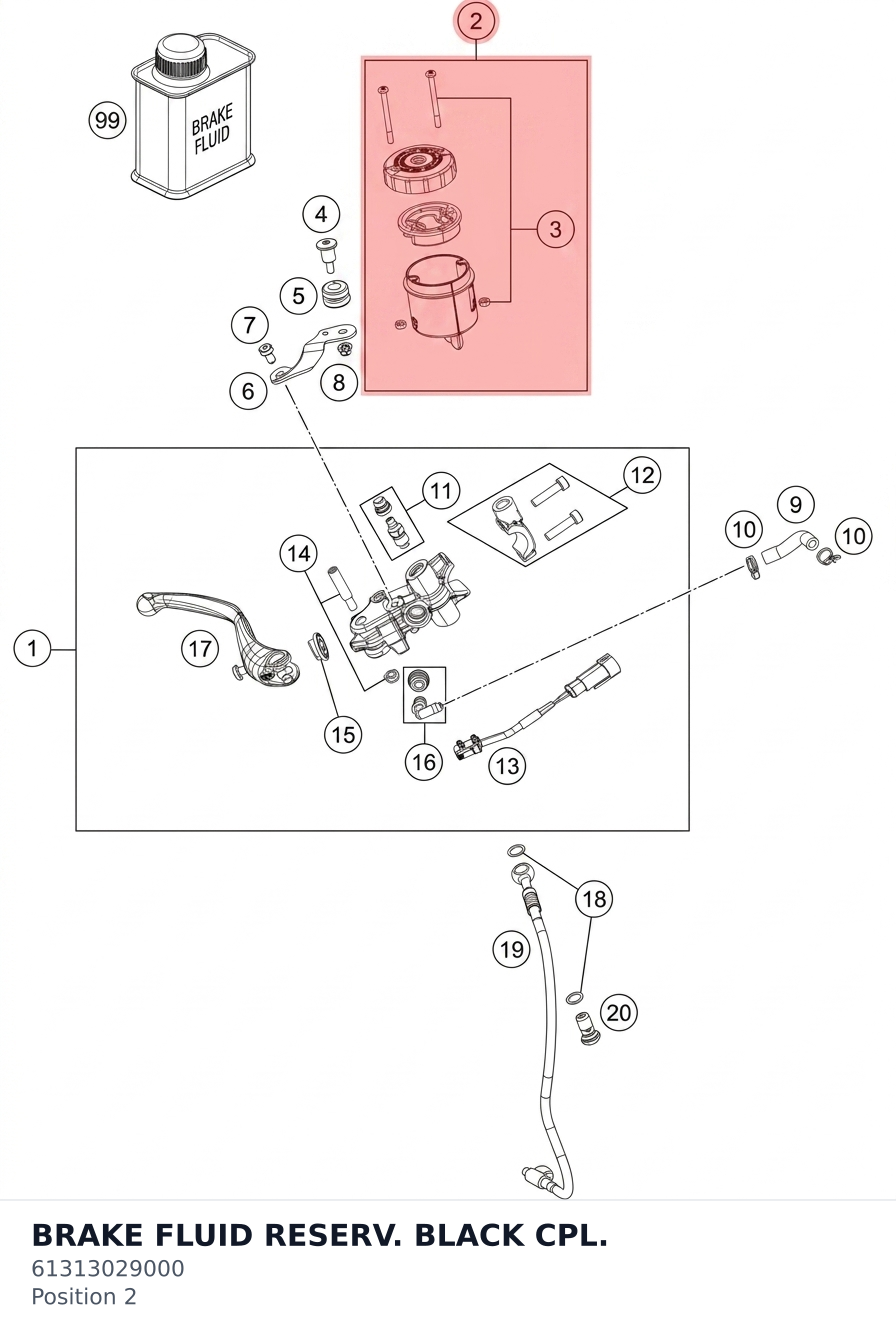 Diagram preview: BRAKE FLUID RESERV. BLACK CPL. (61313029000)