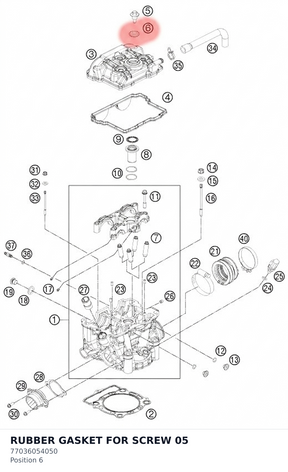 Diagram preview: RUBBER GASKET FOR SCREW 05 (77036054050)