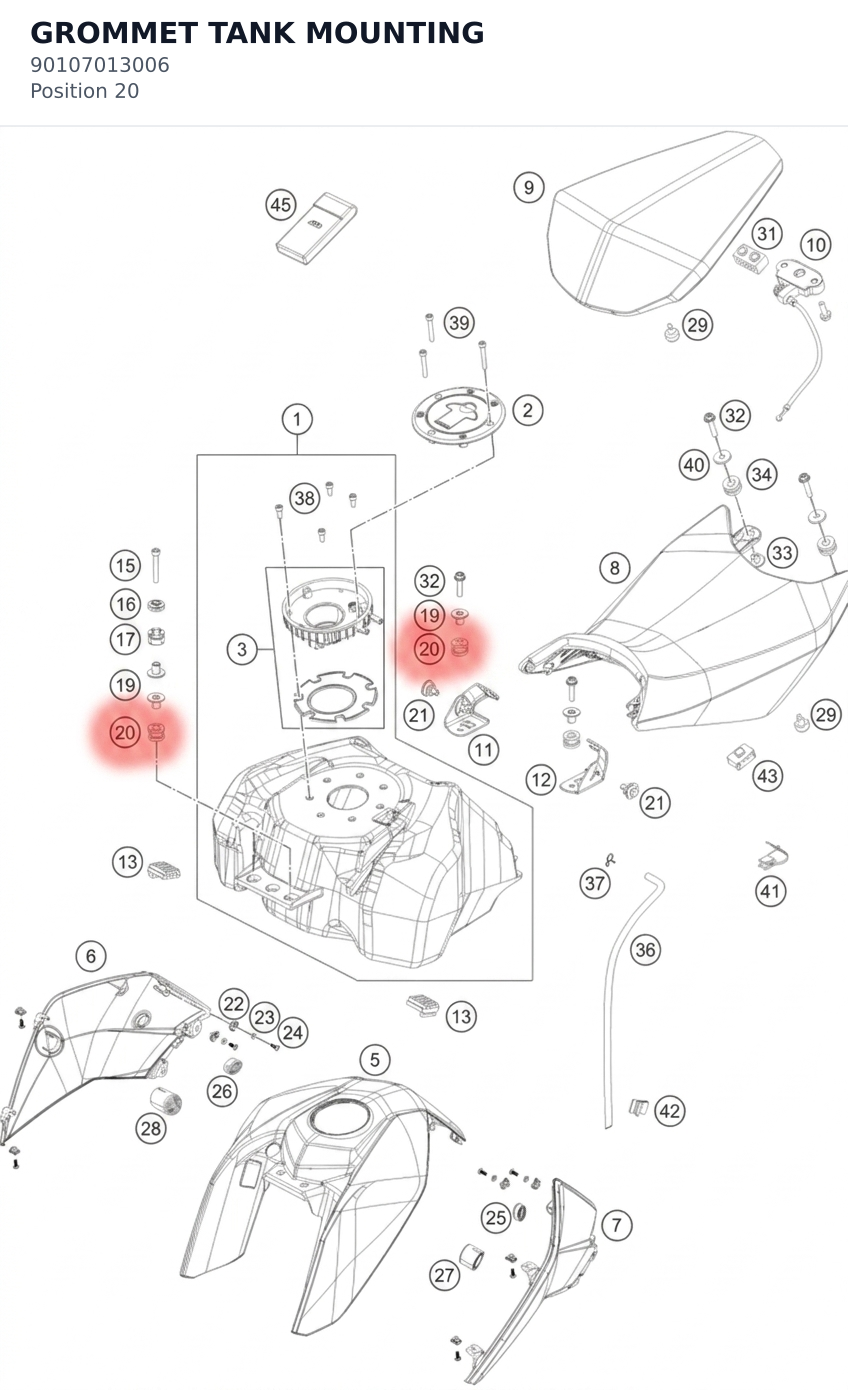 Diagram preview: GROMMET TANK MOUNTING (90107013006)