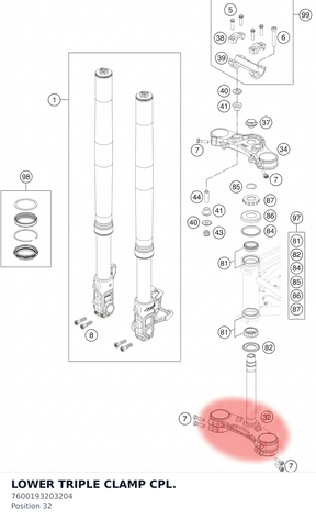 Diagram preview: LOWER TRIPLE CLAMP CPL. (7600193203204)
