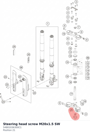 Diagram preview: Steering head screw M20x1.5 SW (54801036300C1)