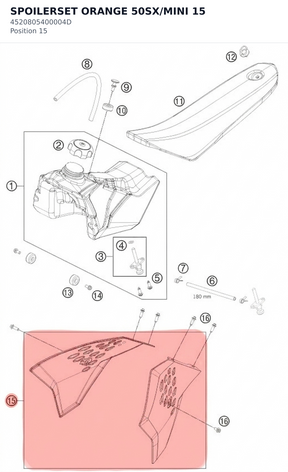 Diagram preview: SPOILERSET ORANGE 50SX/MINI 15 (4520805400004D)