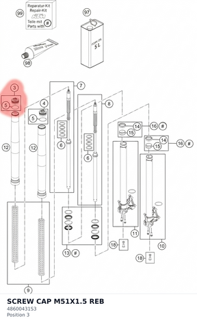 Diagram preview: SCREW CAP M51X1.5 REB (48600431S3)