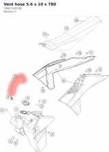 Diagram preview: Vent hose 5.6 x 10 x 780 (78007100780)