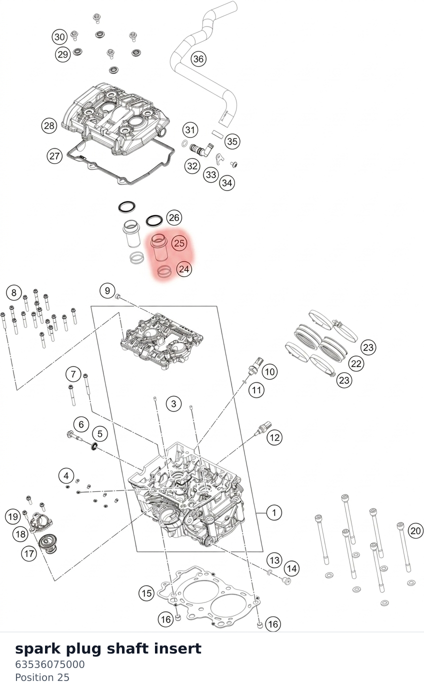 Diagram preview: spark plug shaft insert (63536075000)