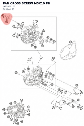 Diagram preview: PAN CROSS SCREW M5X10 PH (J985050103)