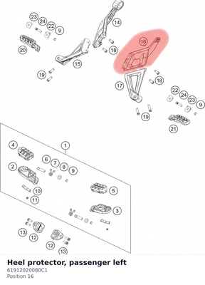 Diagram preview: Heel protector, passenger left (61912020080C1)