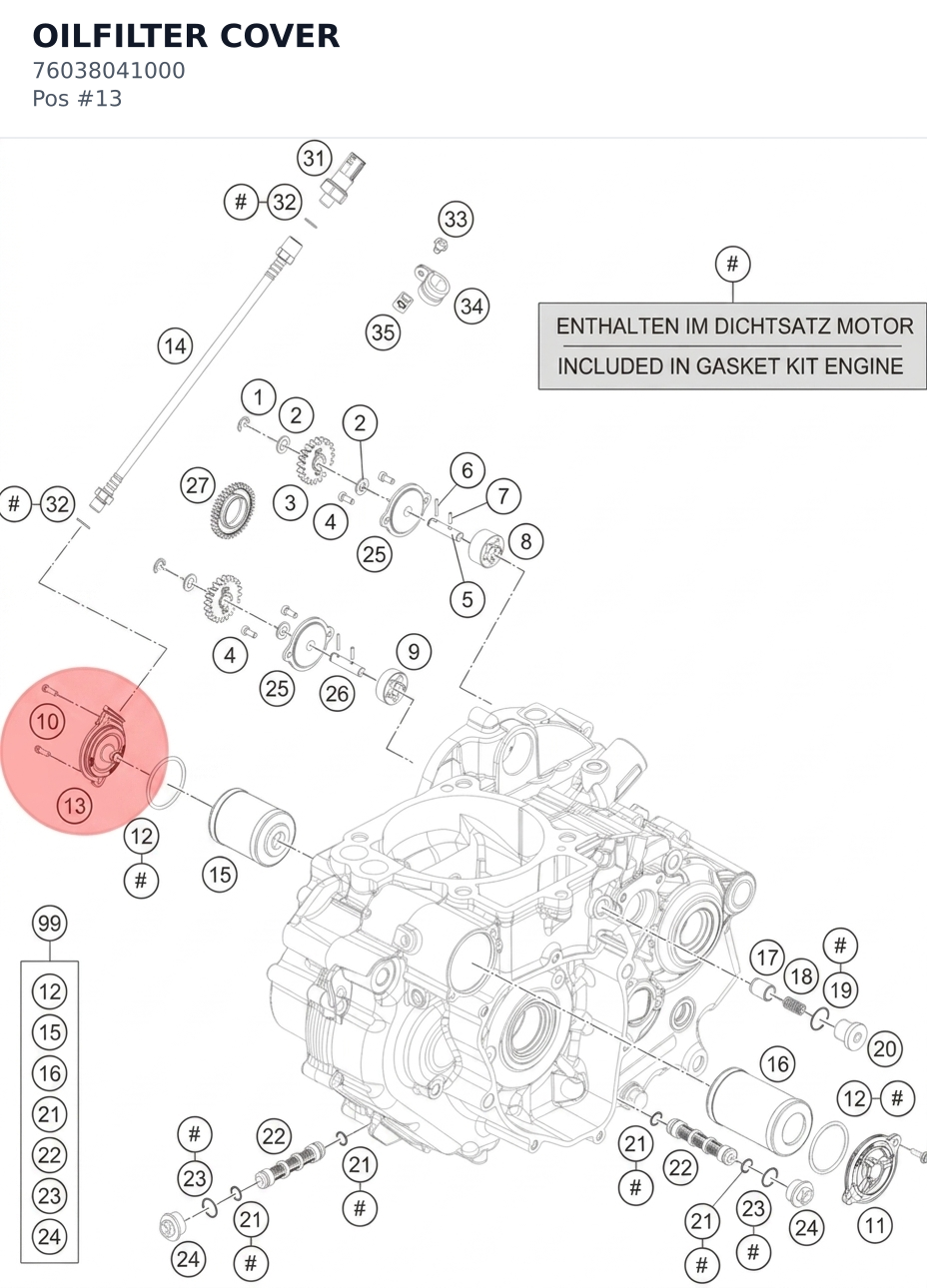 Diagram preview: OILFILTER COVER (76038041000)