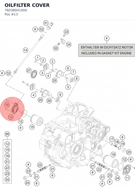 Diagram preview: OILFILTER COVER (76038041000)