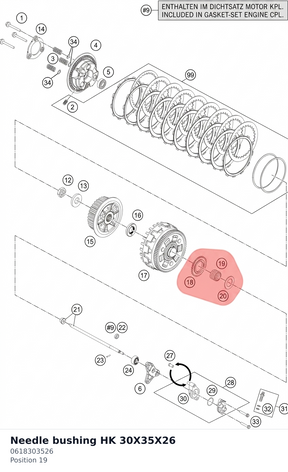 Diagram preview: Needle bushing HK 30X35X26 (0618303526)