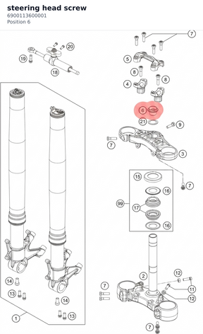 Diagram preview: steering head screw (6900113600001)