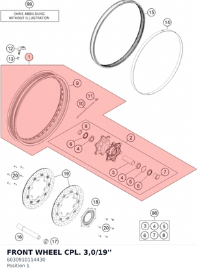 Diagram preview: FRONT WHEEL CPL. 3,0/19'' (6030910114430)