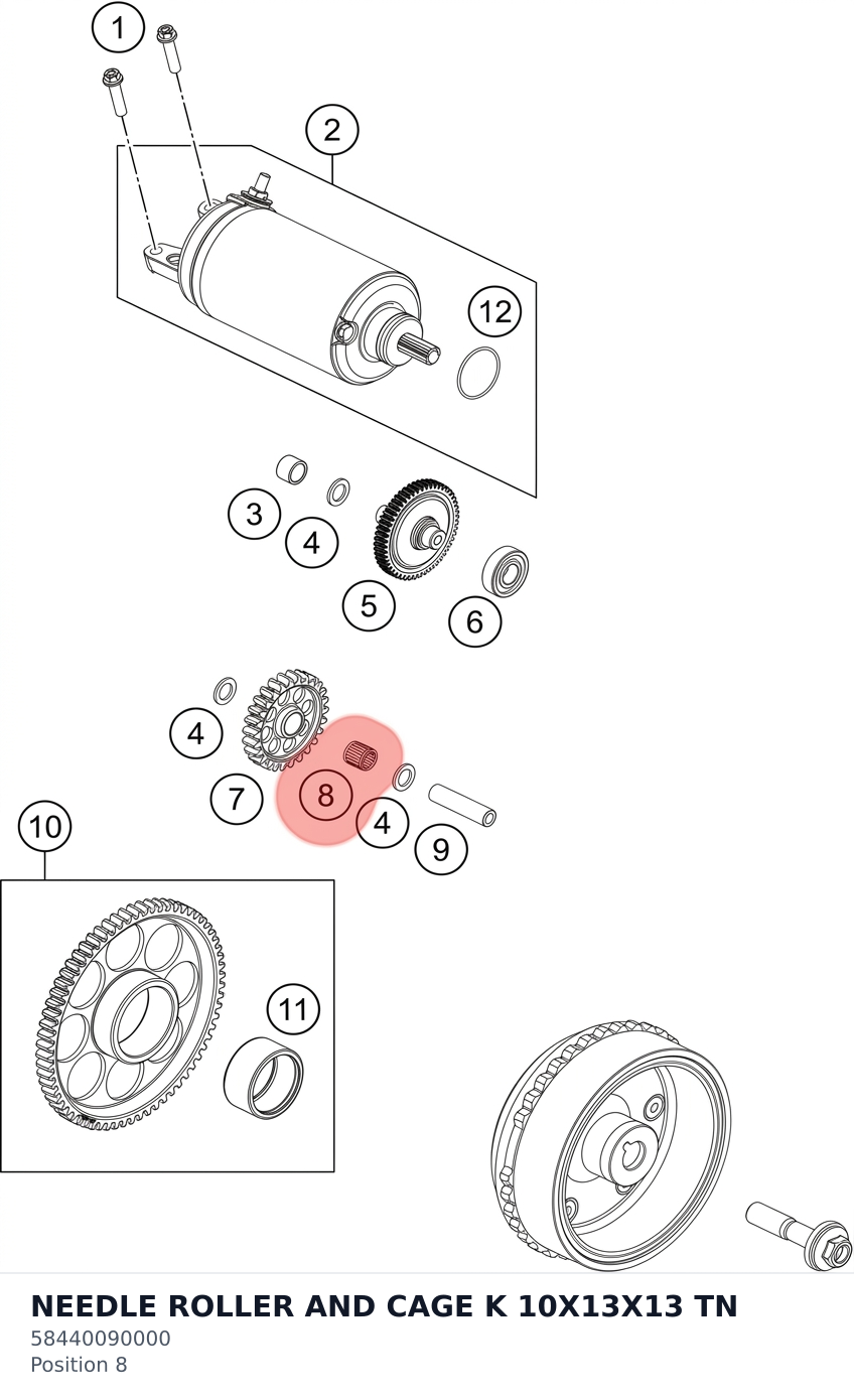 Diagram preview: NEEDLE ROLLER AND CAGE K 10X13X13 TN (58440090000)