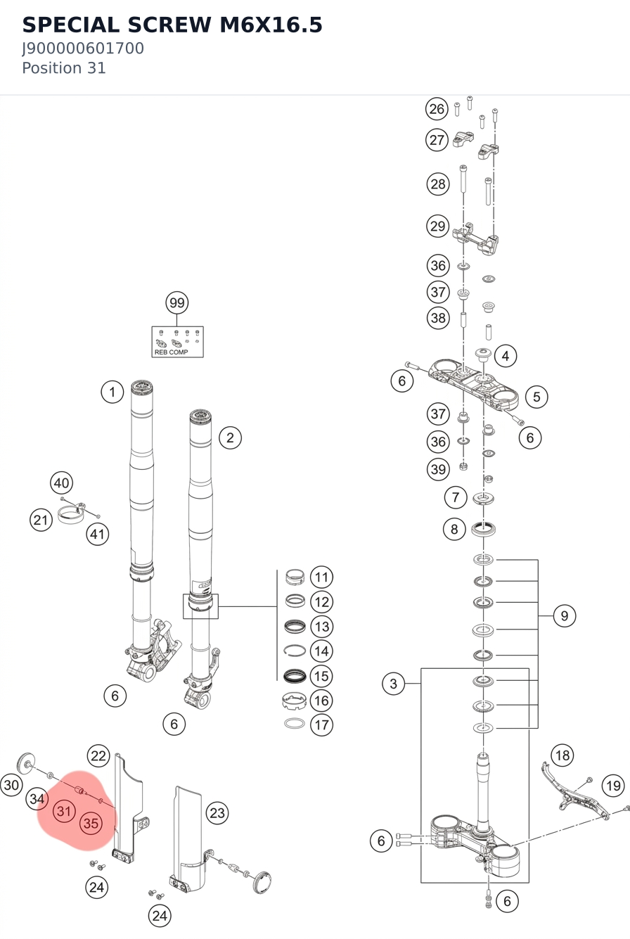 Diagram preview: SPECIAL SCREW M6X16.5 (J900000601700)