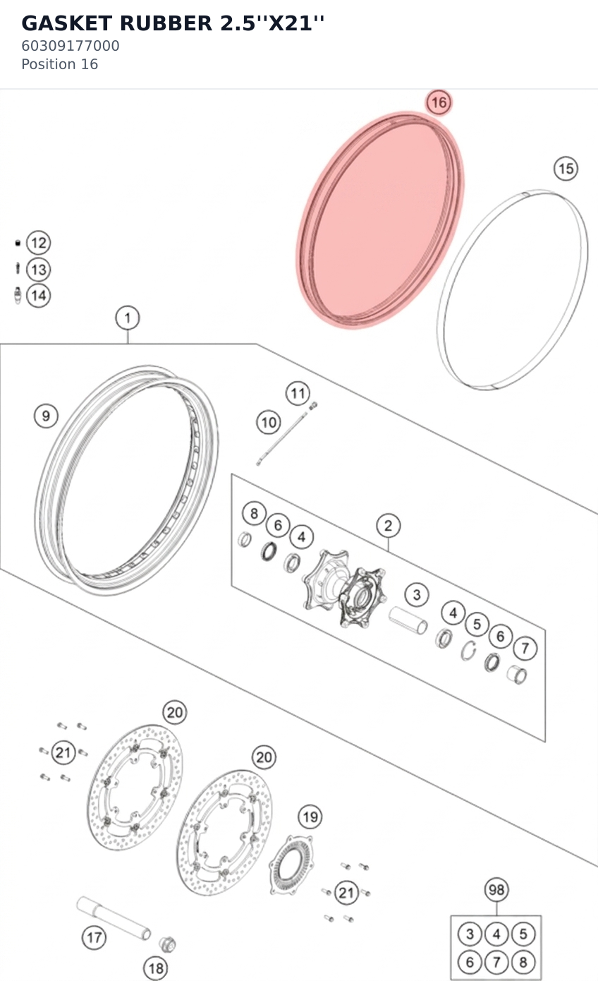 Diagram preview: GASKET RUBBER 2.5''X21'' (60309177000)