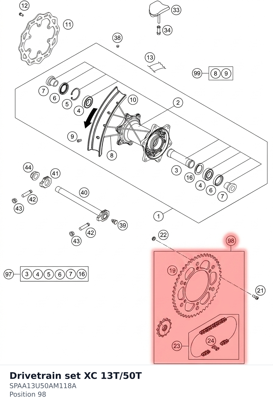 Diagram preview: Drivetrain set XC 13T/50T (SPAA13U50AM118A)