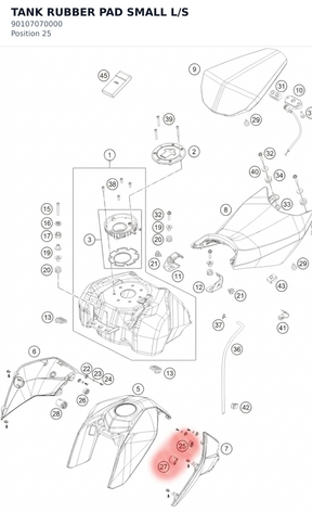 Diagram preview: TANK RUBBER PAD SMALL L/S (90107070000)