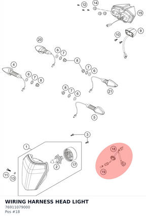 Diagram preview: WIRING HARNESS HEAD LIGHT (76911079000)
