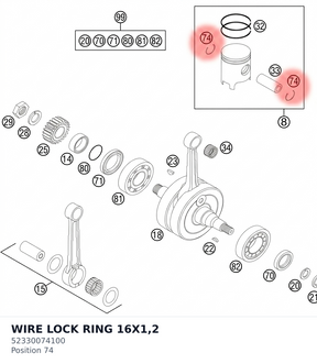 Diagram preview: WIRE LOCK RING 16X1,2 (52330074100)