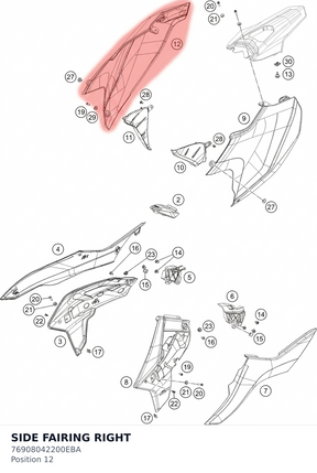 Diagram preview: SIDE FAIRING RIGHT (76908042200EBA)