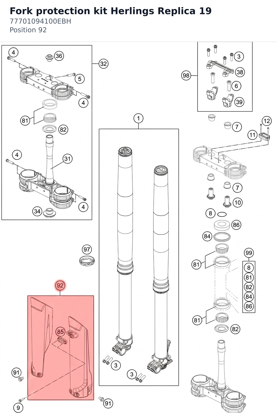 Diagram preview: Fork protection kit Herlings Replica 19 (77701094100EBH)
