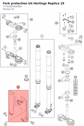 Diagram preview: Fork protection kit Herlings Replica 19 (77701094100EBH)