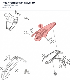 Diagram preview: Rear fender Six Days 19 (7960801300028D)