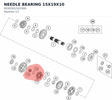 Diagram preview: NEEDLE BEARING 15X19X10 (0030301501000)