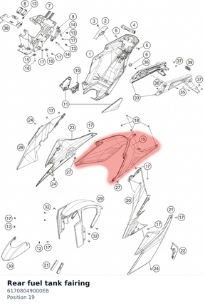 Diagram preview: Rear fuel tank fairing (61708049000EB)