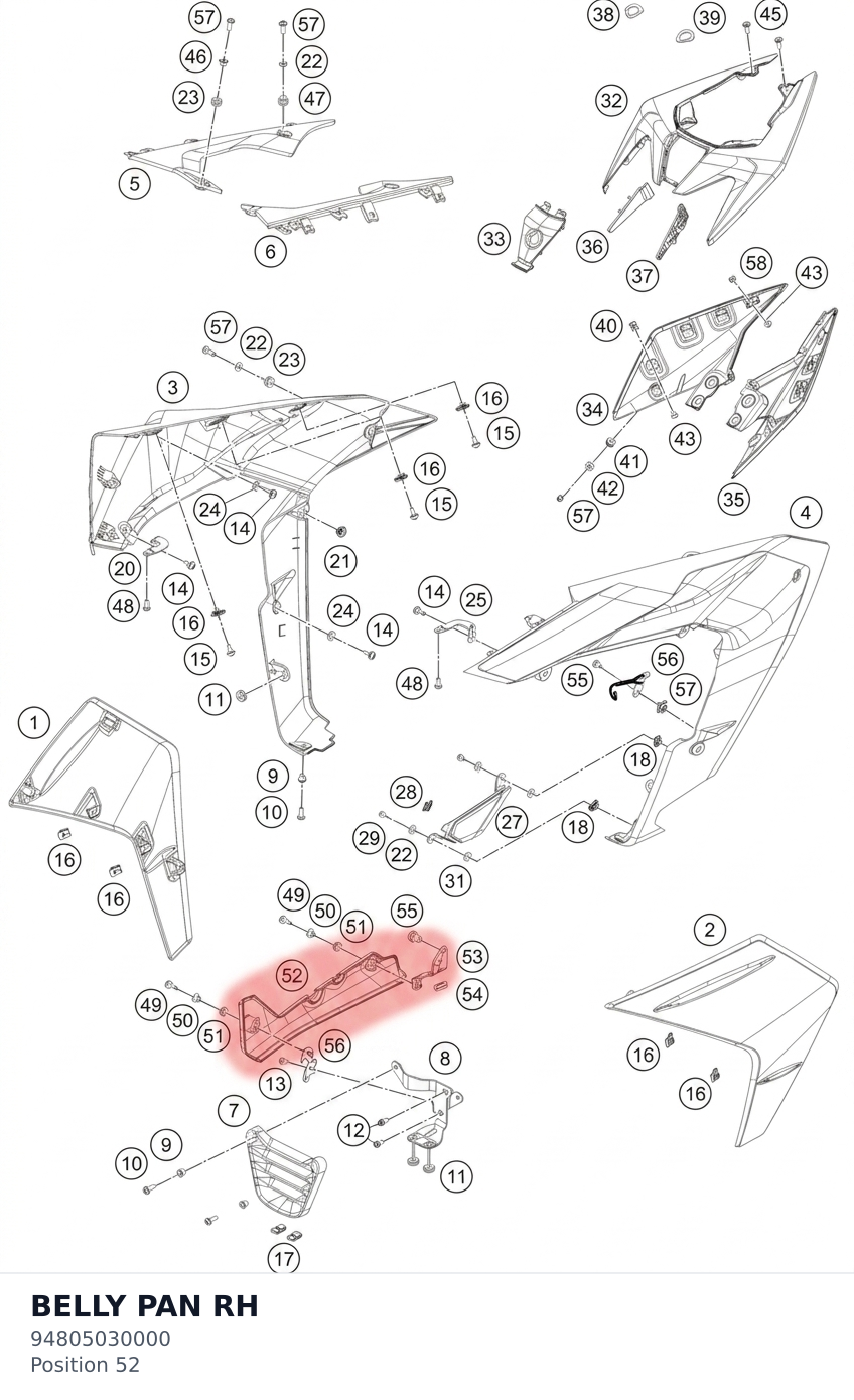 Diagram preview: BELLY PAN RH (94805030000)