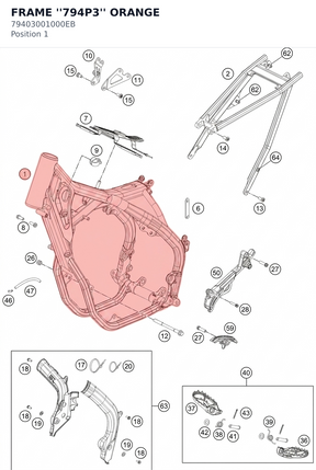 Diagram preview: FRAME ''794P3'' ORANGE (79403001000EB)
