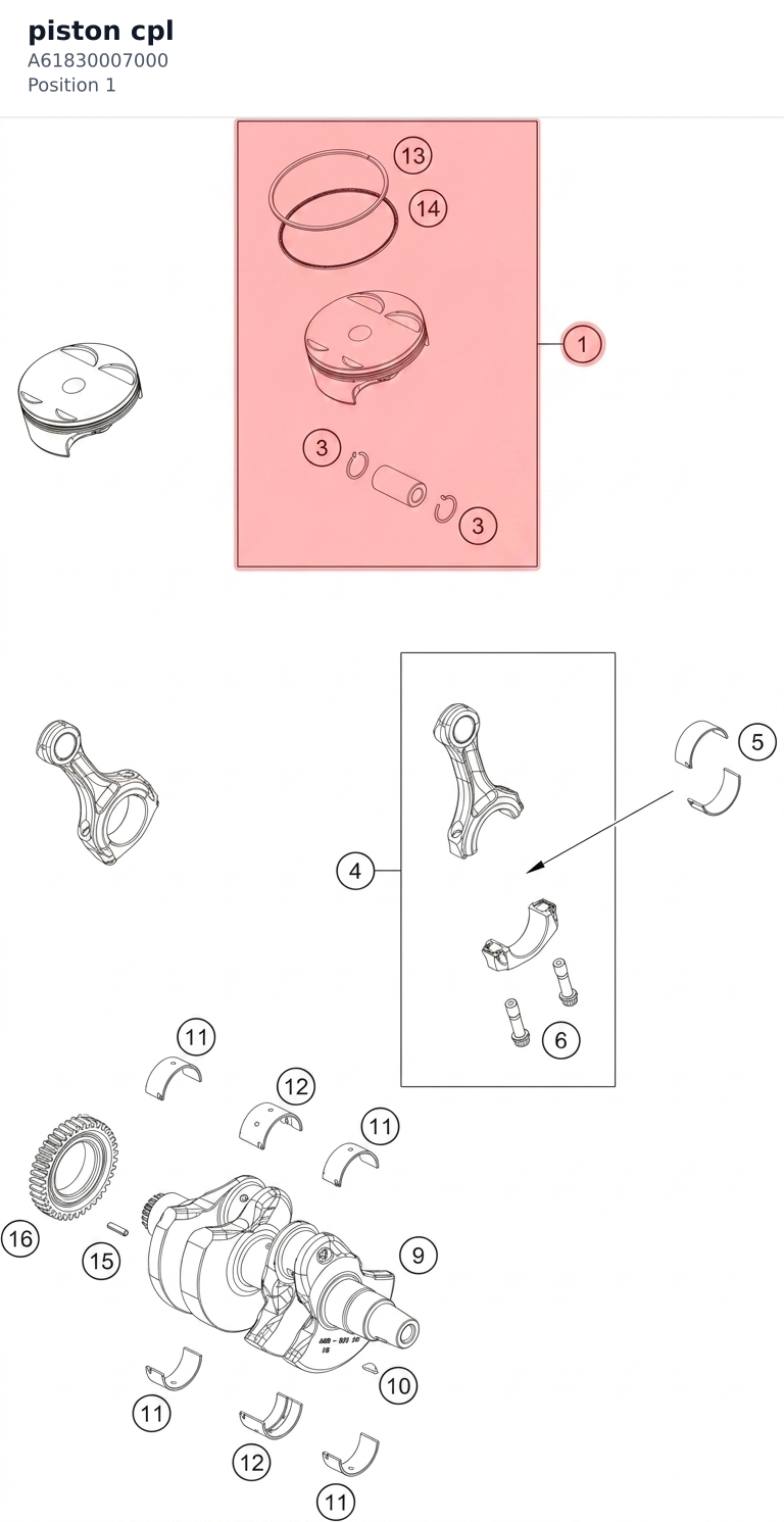 Diagram preview: piston cpl (A61830007000)