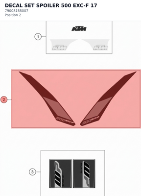 Diagram preview: DECAL SET SPOILER 500 EXC-F 17 (79008155007)
