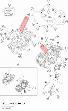 Diagram preview: STUD M6X110                 08 (61230044000)