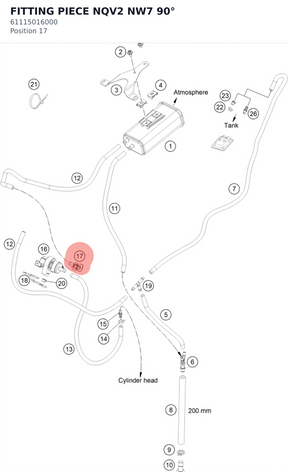 Diagram preview: FITTING PIECE NQV2 NW7 90° (61115016000)