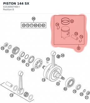 Diagram preview: PISTON 144 SX (51530007400 I)