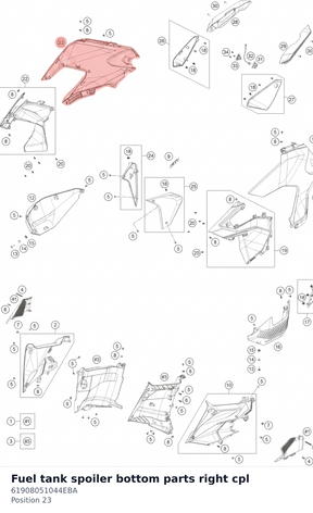 Diagram preview: Fuel tank spoiler bottom parts right cpl (61908051044EBA)