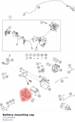 Diagram preview: Battery mounting cap (72111054010)