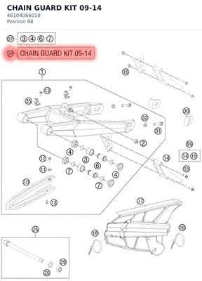 Diagram preview: CHAIN GUARD KIT 09-14 (46104066010)